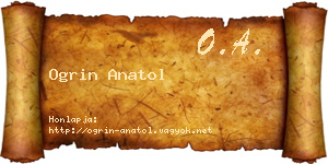 Ogrin Anatol névjegykártya